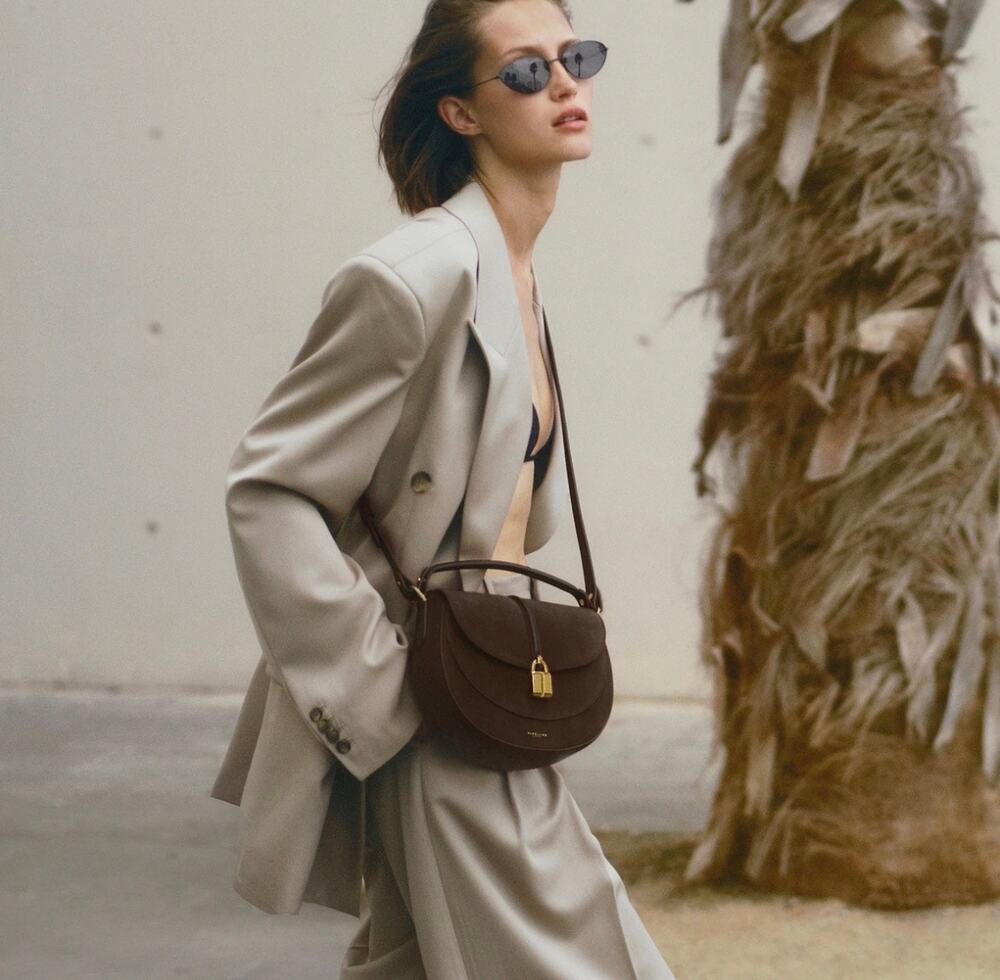 Demellier London NWT Siena Saddle Suede Mocha Bag